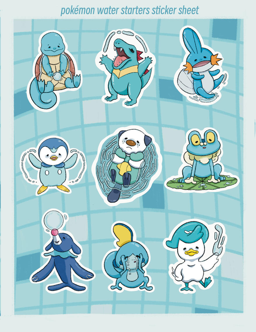 Sticker Set 02: Water Pokémon Starters