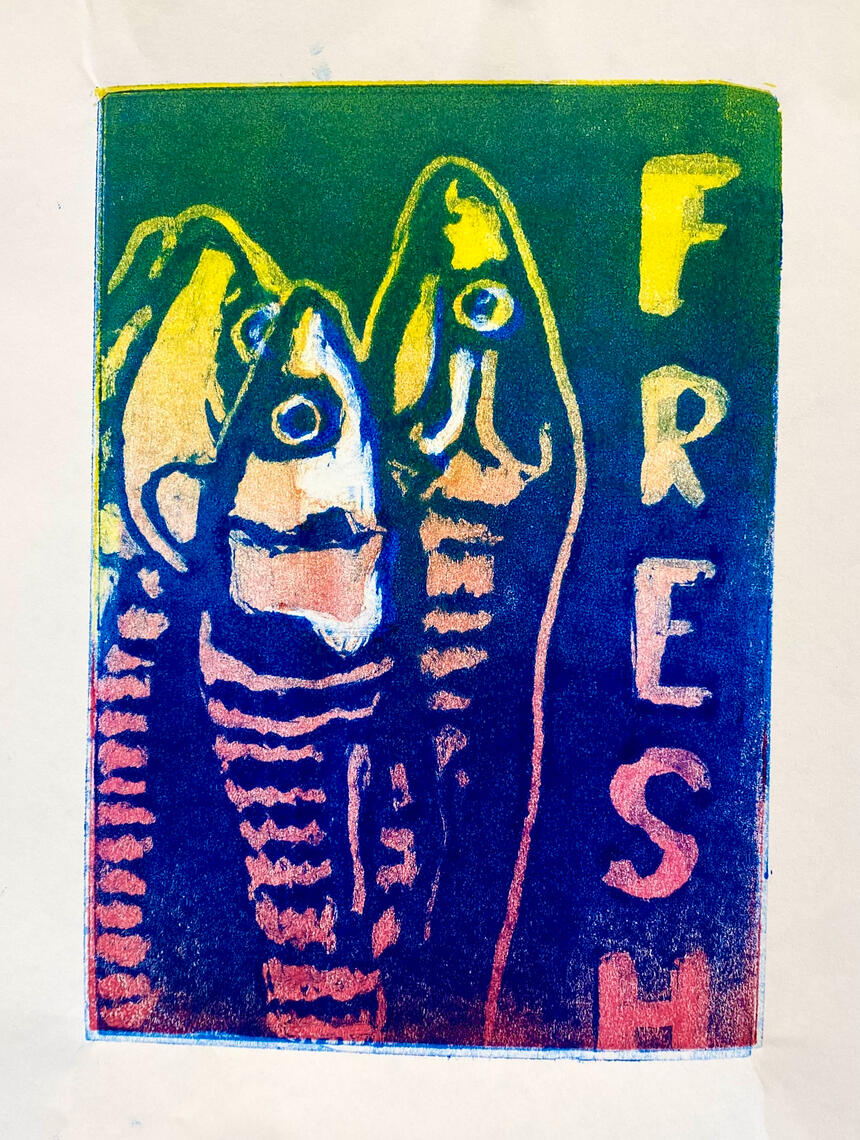 3-Color Monotype Fish