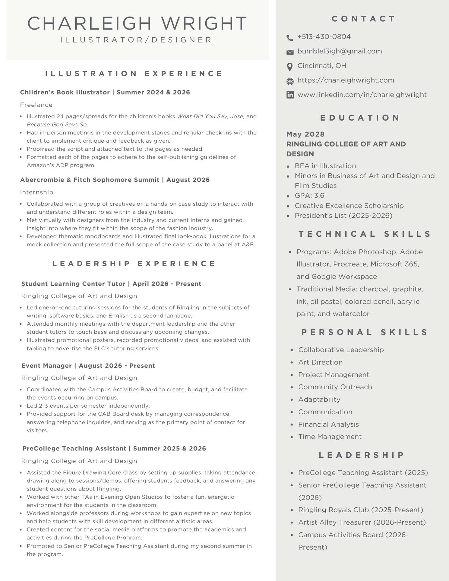Charleigh Wright Resume
